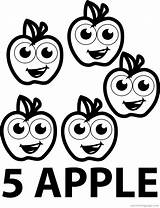 Five Apple Coloring Pages  Wecoloringpagecom sketch template
