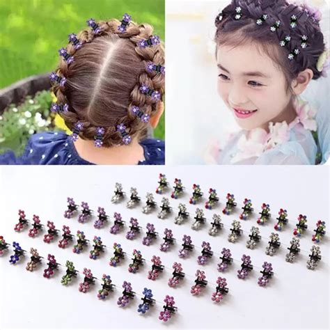 Crystal Rhinestone Mini Hair Claws Clips Bangs Plum Blossom Hairdress ...