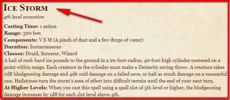 Ice Storm 5E Spell In DnD - D&D 5e Character Sheets