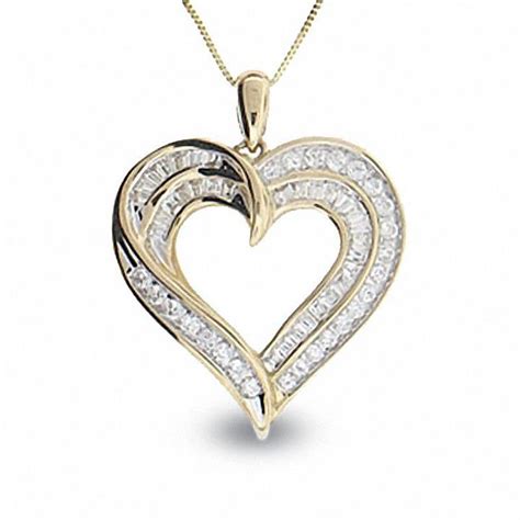 1/2 CT. T.W. Diamond Double Row Heart Pendant in 10K Gold|Zales in 2021 | Pendant, Heart pendant ...