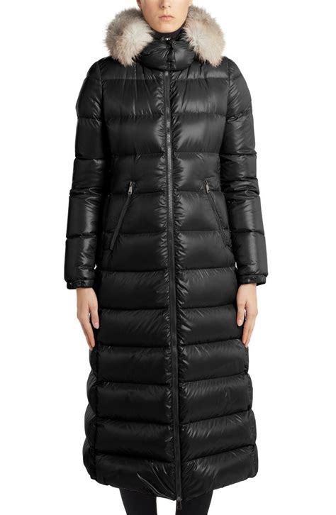 Moncler Hudson Long Quilted Down Coat with Genuine Fox Fur Trim | Nordstrom