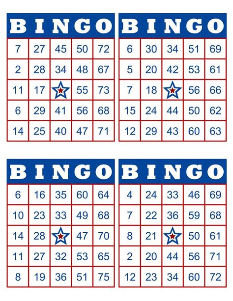 1000 Bingo Cards Pdf Download, 1, 2, and 4 per Page, Instant Printable Fun Party Game, Patriotic ...