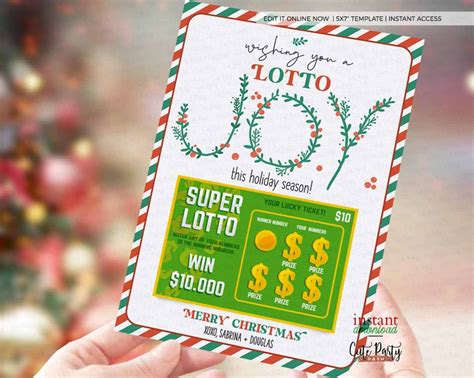 Editable Christmas Lotto Ticket Gift Card Holder template, Printable H ...