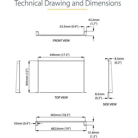 Startech .com 1U Server Rack Cabinet ShelfFixed 12" Deep Cantilever Rackmount Tray for 19" Data ...