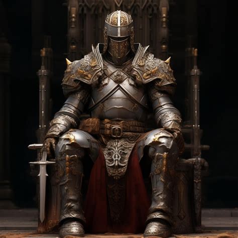 Premium AI Image | a knight in a knight's armor sits in a castle.