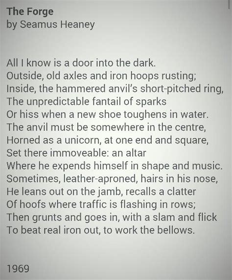 'The Forge' - Seamus Heaney - Irish poet, playwright, translator and ...