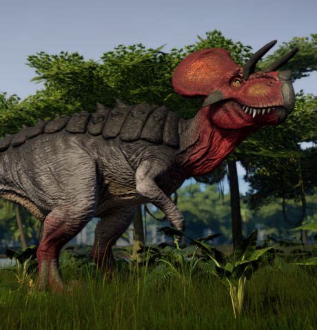 an image of a dinosaur that is walking through the grass with trees in ...