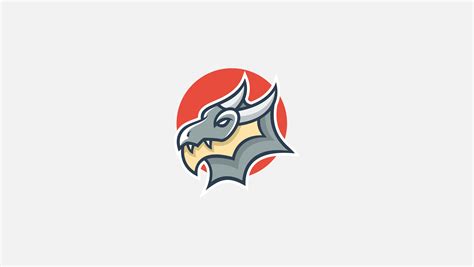 dragon face logo vector design template By GraphicHouse | TheHungryJPEG