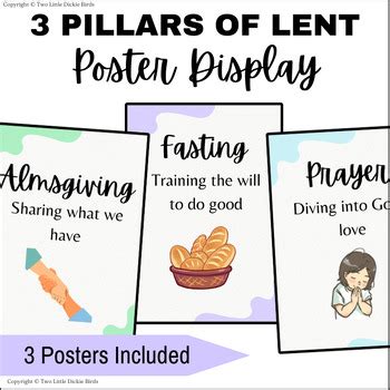 The 3 Pillars of Lent Catholic Poster Displays - Prayer, Fasting and ...