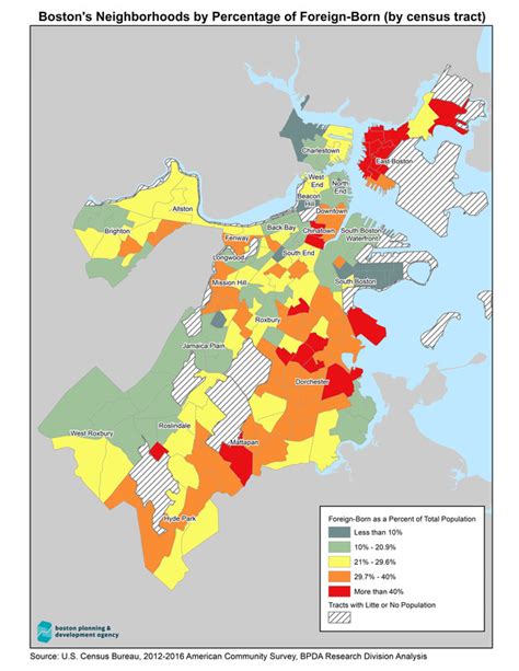 Boston's neighborhoods by percentage of foreign-born (by census tract ...