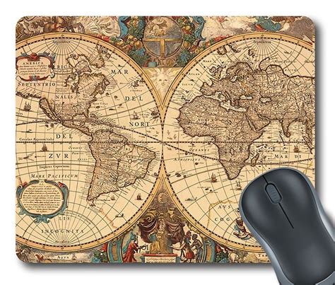 GCKG Vintage Retro World Map Mouse Pad Personalized Unique Rectangle ...