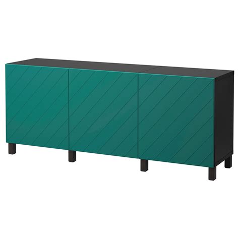 BESTÅ (IKEA Sideboards Buffets) site:180x40x74 cm color:Black brown, hallstavik blue green ...