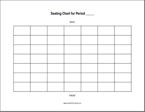 7 x 7 Horizontal Classroom Seating Chart