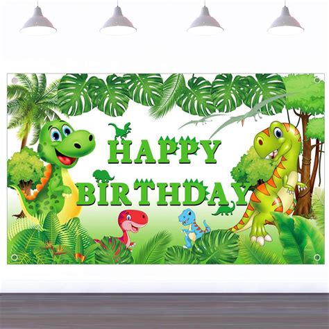 Amazon.com: Ushinemi Dinosaur Birthday Backdrop for Kids Boys, Happy ...