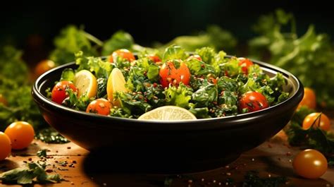 Premium AI Image | A bowl of salad on a green background