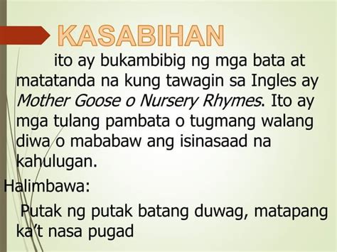 Mga karunungang bayan at kantahing bayan | PPT