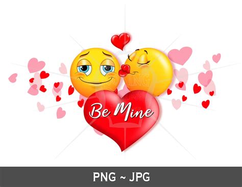 Emojis PNG, Valentine Emojis PNG, Emoji Kiss, Emoji Be Mine, Digital File - Etsy