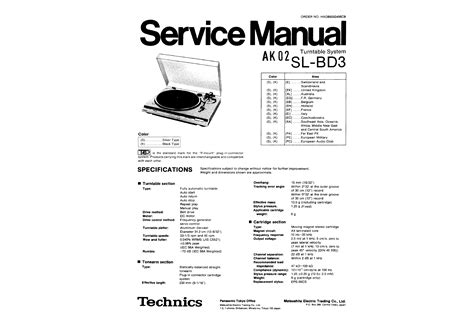 Service Manual for TECHNICS SL-BD3 - Download