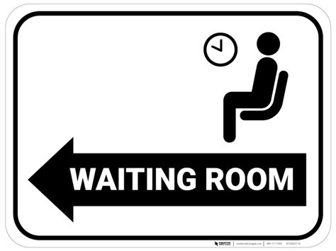 Waiting Room Left Arrow with Icon Rectangular - Floor Sign | Creative ...