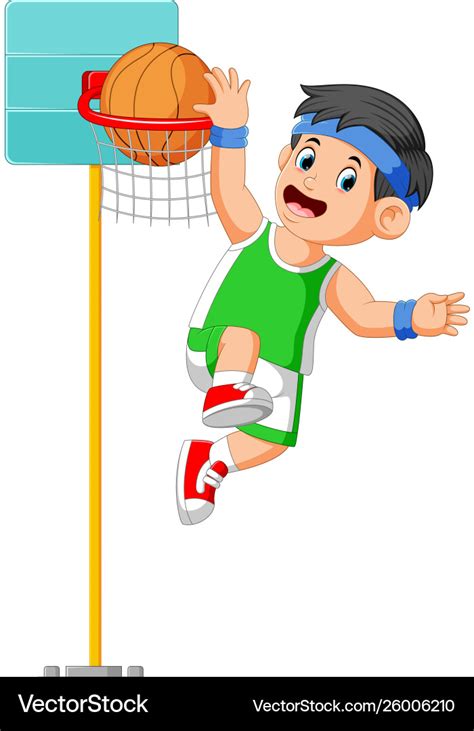 Jumping for make score in basket ball Royalty Free Vector