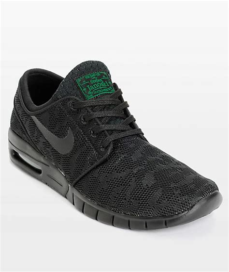 Nike SB Stefan Janoski Air Max Black & Pine Mesh Skate Shoes | Zumiez