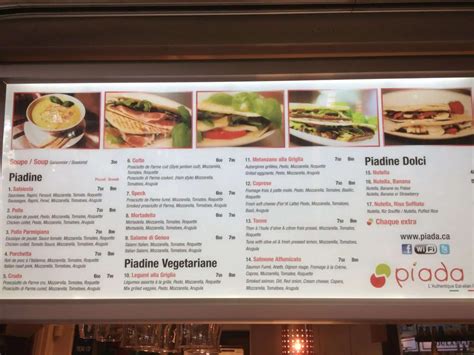 Piada Menu, Menu for Piada, Dollard-Des Ormeaux, Montreal - Urbanspoon/Zomato