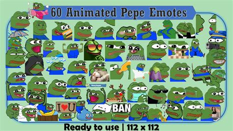 60 Animated Pepe Emotes Pack for Twitch and Discord 1 - Etsy