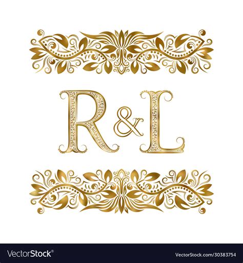 R and l vintage initials logo symbol letters Vector Image