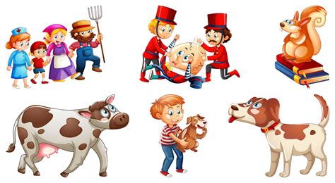 Set of different nursery rhyme character isolated on white background ...