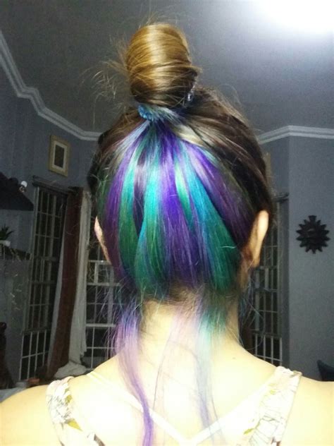 Purple and teal underlights | Underlights hair, Hair images, Hair blog