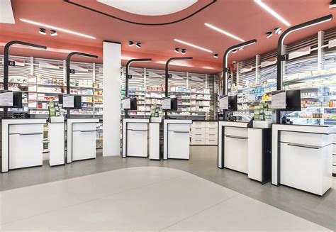 Modern pharmacy interior layout design custom display furniture