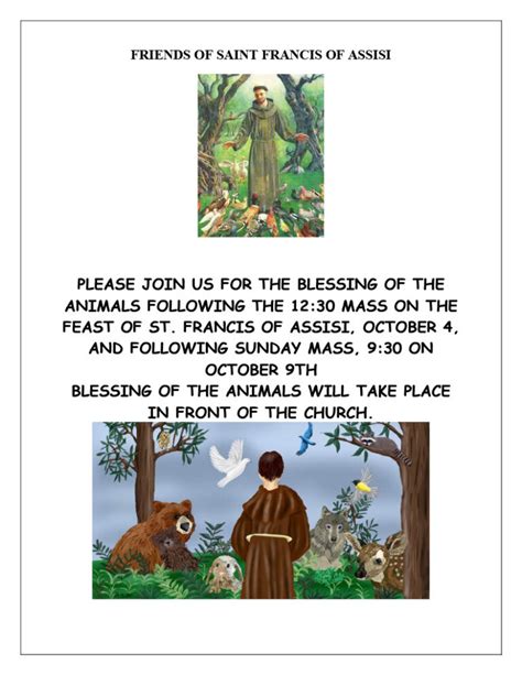 BLESSING OF THE ANIMALS FOR FEAST OF SAINT FRANCIS OF ASSISI – St ...