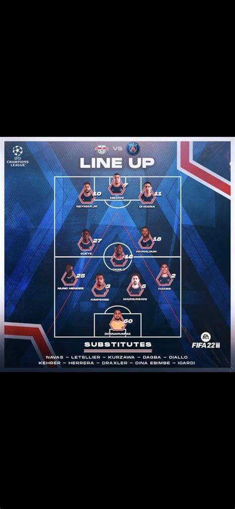 Starting Lineup vs RB Leipzig : r/psg