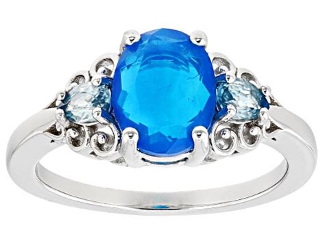 Paraiba Blue Opal Rhodium Over Sterling Silver Ring 1.33ctw - CTB882 | JTV.com