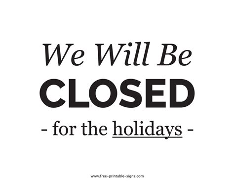 Printable Closed For The Holidays Sign – Free Printable Signs