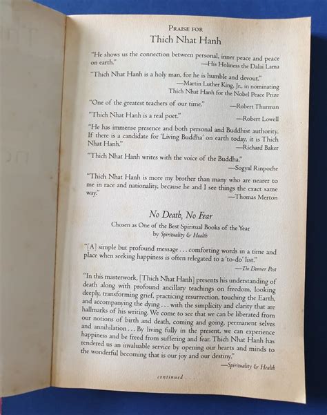 Thich Nhat Hanh - No Death, No Fear: Comforting Wisdom for Life, Hobbies & Toys, Books ...
