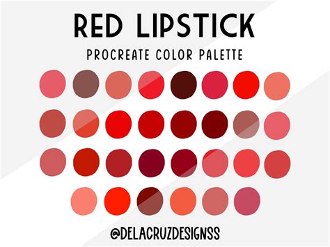 Red lipstick procreate color palette l procreate swatches l etsy – Artofit