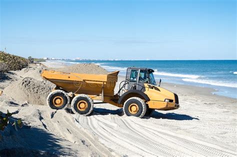 Dump Truck Load With Beach Sand Stock Photo - Image of industrial ...