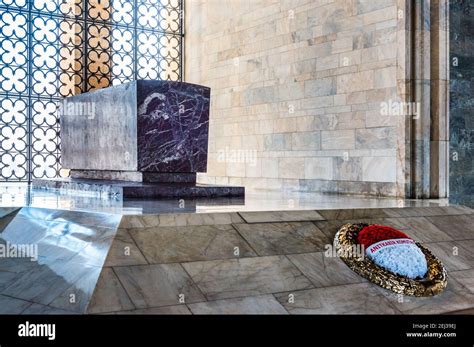 ANKARA, TURKEY - SEPTEMBER 3, 2020: Mausoleum of Ataturk in Anitkabir. Ankara, Turkey. Interior ...