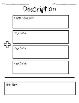 Main Idea / Description Graphic Organizer by Radiant Resources | TPT