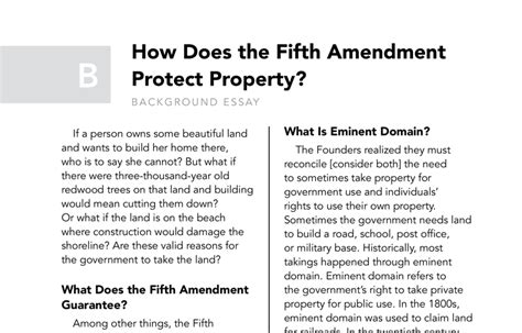 Handout B: How Does the Fifth Amendment Protect Property? (Background ...