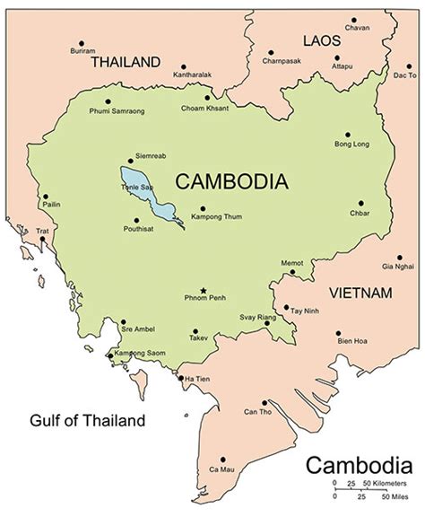 Map Of Cambodia With Cities - Abbye Annissa