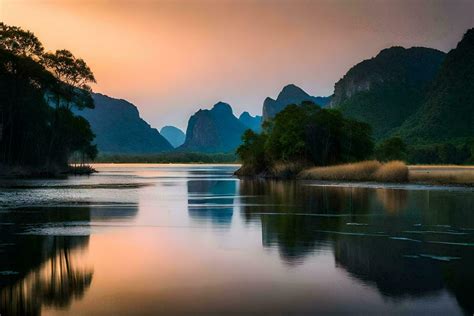 the li river in china. AI-Generated 30104102 Stock Photo at Vecteezy