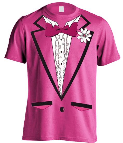 Tuxedo Shirt - Men's HOT PINK Tuxedo T-Shirt With Ruffles (Hot Pink Sh