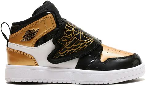 (Preschool) Sky Jordan 1 Mid 'Black Metallic Gold White' DV6069-071 ...