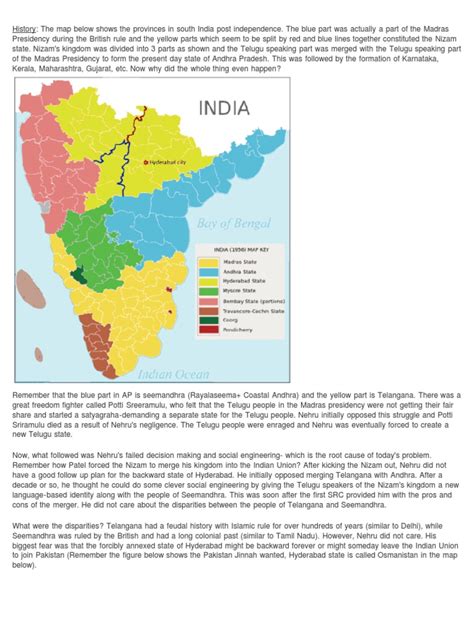 Formation of Telangana | Indian National Congress | Independent India