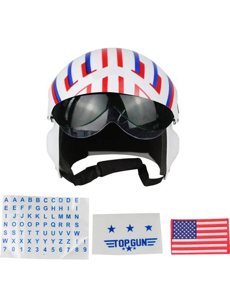 Adult's White Top Gun Pilot Helmet With Stickers Costume Accessory