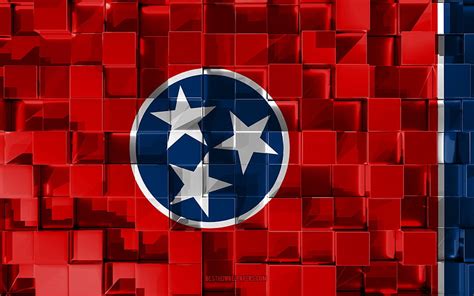 Flag of Tennessee, 3D flag, US state, 3D cubes texture, Flags of American states, 3D art ...