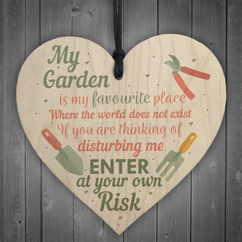 My Garden Gardening Wooden Heart Funny Garden Shed Sign Plaque