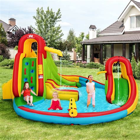 Gymax Kids Gift Inflatable Water Slide Park Bounce House with 480W ...